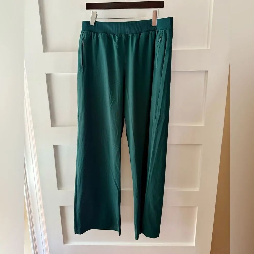 Rae Mode Teal Green Wide-Leg wind Pant with Zip Pockets